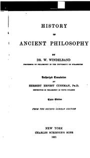 Front cover of History of ancient philosophy by W. Windelband