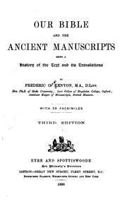 Front cover of Our Bible and the ancient manuscripts by Sir Frederic G. Kenyon