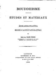 Front cover of ... Bouddhisme, études et matériaux by La Vallée Poussin, Louis de