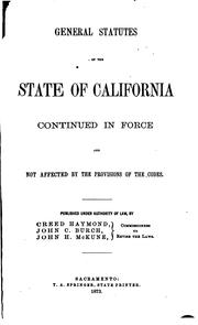 Front cover of General statutes of the State of California by California.