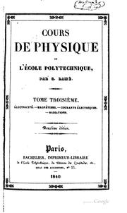 Cover of Cours de physique de l'École polytechnique by G. Lamé