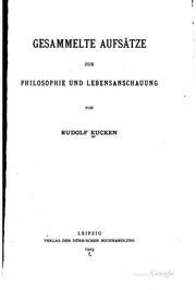 Front cover of Gesammelte aufsätze zur philosophie und lebensanschauung by Rudolf Eucken