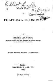 Cover of Manual of political economy by Henry Fawcett