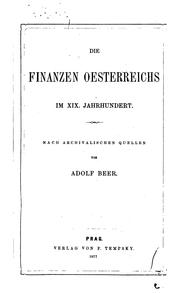 Cover of Die Finanzen Oesterreichs im XIX. Jahrhundert by Adolf Beer