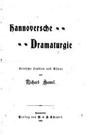Front cover of Hannoversche dramaturgie by Richard Hamel
