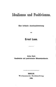 Cover of Idealismus und positivismus by Laas, Ernst