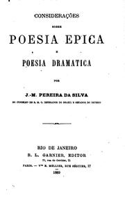 Front cover of Considerações sobre poesia epica e poesia dramatica by Pereira da Silva, J. M.