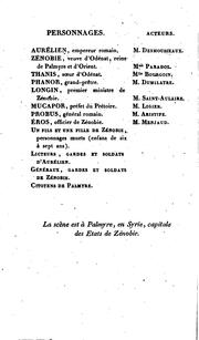 Front cover of Zénobie, tragédie en cinq actes by Royou, Jacques Corentin