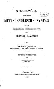 Front cover of Streifzüge durch die mittelenglische Syntax unter besonderer Berücksichtigung der Sprache Chaucer's by Eugen Einenkel