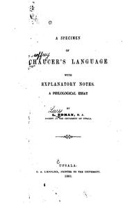 Front cover of A specimen of Chaucer's language with explanatory notes by Lars Edman