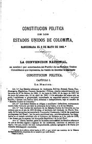 Front cover of Constitución i leyes de los estados unidos de Colombia by Colombia.
