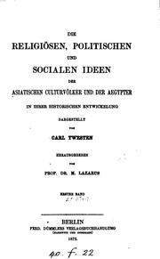 Front cover of Die religiösen, politischen und socialen ideen der asiatischen culturvölker und der Aegypter, in ihrer historischen entwickelung by Karl Twesten