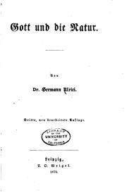 Front cover of Gott und die natur by Hermann Ulrici