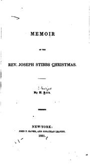 Cover of Memoir of the Rev. Joseph Stibbs Christmas by Eleazar Lord