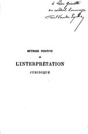 Front cover of Méthode positive de l'interprétation juridique by Paul vander Eycken