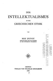 Front cover of Der intellektualismus in der griechischen ethik by Max Wundt