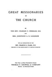 Front cover of Great missionaries of the church by Charles Cole Creegan