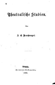 Front cover of Theatralische studien by Albert Emil Brachvogel