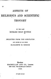 Front cover of Aspects of religious and scientific thought by Richard Holt Hutton
