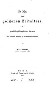 Front cover of Die Idee eines goldenen Zeitalters by Edmund Pfleiderer