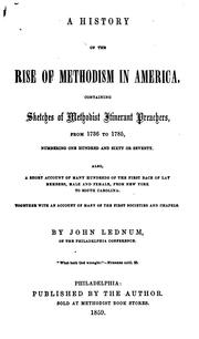 Front cover of A history of the rise of Methodism in America by John Lednum
