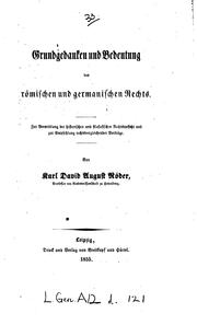 Front cover of Grundgedanken und Bedeutung des römischen und germanischen Rechts by Karl David August Röder