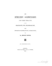 Cover of Die römischen Agrimensoren und ihre Stellung in der Geschichte der Feldmesskunst by Moritz Benedikt Cantor