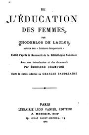 Cover of De l'éducation des femmes by Pierre Choderlos de Laclos
