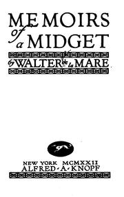 Front cover of Memoirs of a midget by Walter De la Mare