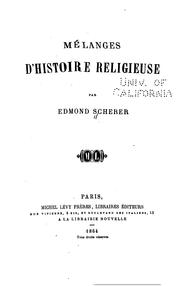 Front cover of Mélanges d'histoire religieuse by Edmond Henri Adolphe Scherer