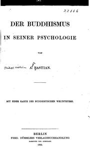 Front cover of Der Buddhismus in seiner Psychologie by Adolf Bastian