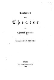 Cover of Causerien über Theater by Theodor Fontane