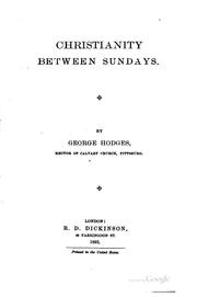 Front cover of Christianity between Sundays by Hodges, George