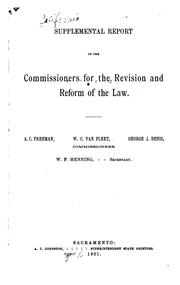 Cover of Supplemental report of the commissioners for the revision and reform of the law by California. Commission for Revision and Reform of the Law.
