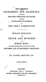 Front cover of The Christian sacrament and sacrifice by Daniel Brevint