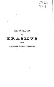 Front cover of De invloed van Erasmus op de Engelsche tooneelliteratuur der XVIe en XVIIe eeuwen by Henry de Vocht