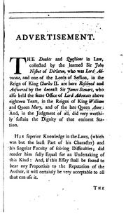 Front cover of Dirletons̓ Doubts and questions in the law of Scotland, resolved and answered by Nisbet, John Sir