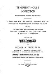 Front cover of Tenement-house inspector by George Moses Price
