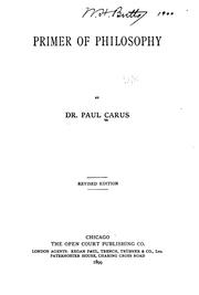 Cover of Primer of philosophy by Paul Carus