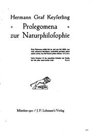 Front cover of Prolegomena zur Naturphilosophie .. by Hermann von Keyserling