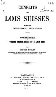 Front cover of Conflits des lois suisses en matière internationale et intercantonale by Roguin, Ernest