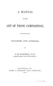 Front cover of A manual of the art of prose composition by John Mitchell Bonnell