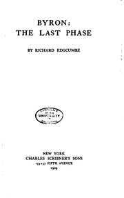 Front cover of Byron: the last phase by Richard Edgcumbe