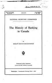 Front cover of The history of banking in Canada by Roeliff Morton Breckenridge