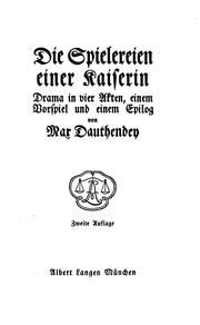 Cover of Die spielereien einer kaiserin by Dauthendey, Max