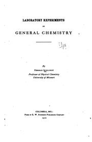 Front cover of Laboratory experiments in general chemistry by Schlundt, Herman