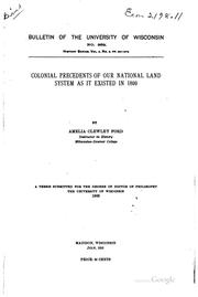 Front cover of Colonial precedents of our national land system as it existed in 1800 by Amelia Clewley Ford