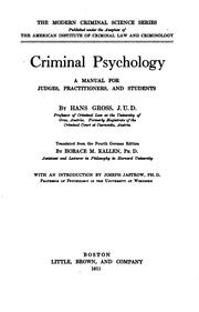 Front cover of Criminal psychology by Hans Gross