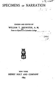 Front cover of Specimens of narration by W. T. Brewster