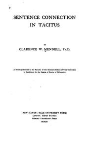 Front cover of Sentence connection in Tacitus by Clarence W. Mendell